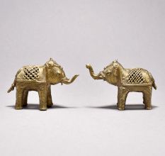 Unique Tribal Art Elephant Pair small size