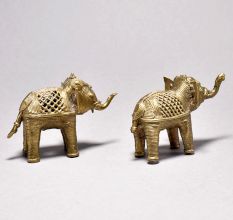 Unique Tribal Art Elephant Pair small size