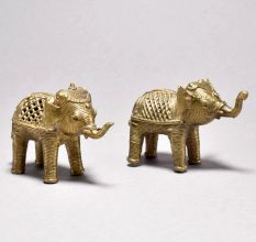 Unique Tribal Art Elephant Pair small size