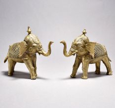Tribal Art Elephant Pair with Jali Work