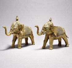 Tribal Art Elephant Pair with Jali Work