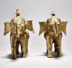 Tribal Art Elephant Pair with Jali Work