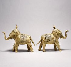 Tribal Art Elephant Pair with Jali Work