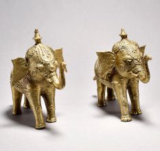Tribal Art Elephant Pair with Jali Work