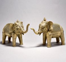 Handcrafted Elephant Figurines Dhokra Art Home Decor (Set of 2)