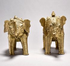 Handcrafted Elephant Figurines Dhokra Art Home Decor (Set of 2)