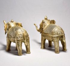 Handcrafted Elephant Figurines Dhokra Art Home Decor (Set of 2)