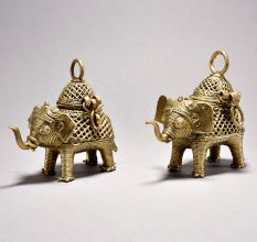 Tribal Art Elephant Pair with Decorative Box