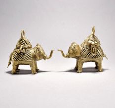 Tribal Art Elephant Pair with Decorative Box
