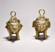 Tribal Art Elephant Pair with Decorative Box