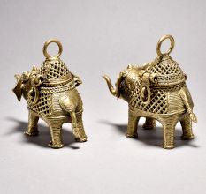 Tribal Art Elephant Pair with Decorative Box