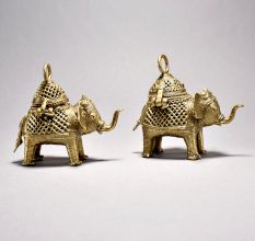Tribal Art Elephant Pair with Decorative Box
