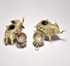 Tribal Art Elephant Pair with Decorative Box