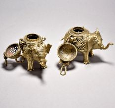 Tribal Art Elephant Pair with Decorative Box