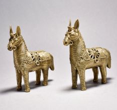Tribal Art Horse Pair with Jali Work