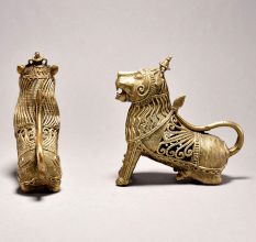 Sitting Tribal Lion Pair with Jali Design