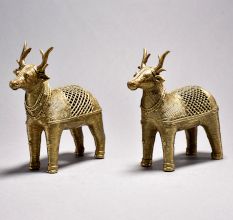 Standing Nandi Bull Pair with Jali Work