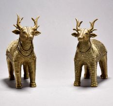 Standing Nandi Bull Pair with Jali Work