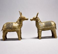 Standing Nandi Bull Pair with Jali Work