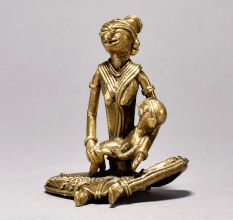 Exquisite Tribal Woman with Child Statue