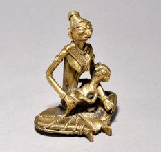 Exquisite Tribal Woman with Child Statue