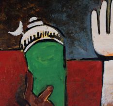 Modern Indian Art Canvas Painting of Tiger and Musician