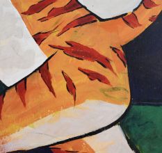 Modern Indian Art Canvas Painting of Tiger and Musician