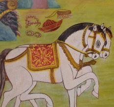 Traditional Jain Paper Painting with Watercolors Depicting Spiritual Journey