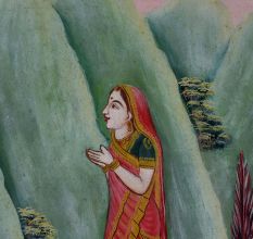 Traditional Jain Paper Painting with Watercolors Depicting Spiritual Journey