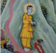 Traditional Jain Paper Painting with Watercolors Depicting Spiritual Journey
