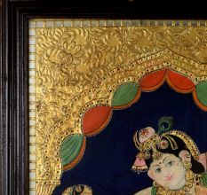 Lord Krishna Tanjore Painting with Rich Gold Embellishments