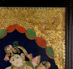 Lord Krishna Tanjore Painting with Rich Gold Embellishments