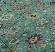 Teal And Yellow Modern Oushak Rug