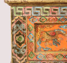 Handmade Wooden Painted Storage Box with Traditional Motifs and Antique Finish