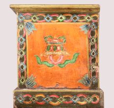 Handmade Wooden Painted Storage Box with Traditional Motifs and Antique Finish