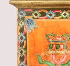 Handmade Wooden Painted Storage Box with Traditional Motifs and Antique Finish
