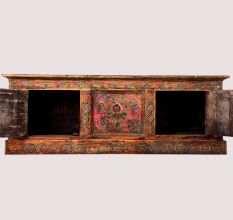 Handmade Wooden Chest with Tibetan Inspired Floral Design