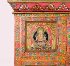 Traditional Handmade Wooden Storage Box with Multicolor Buddha Paintings