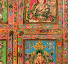 Traditional Handmade Wooden Storage Box with Multicolor Buddha Paintings
