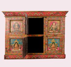 Traditional Handmade Wooden Storage Box with Multicolor Buddha Paintings