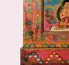 Traditional Handmade Wooden Storage Box with Multicolor Buddha Paintings