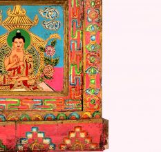 Traditional Handmade Wooden Storage Box with Multicolor Buddha Paintings
