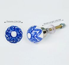 6 Pack Blue Ceramic Cabinet Knobs- Dresser Knobs
