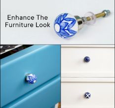 6 Pack Blue Ceramic Cabinet Knobs- Dresser Knobs