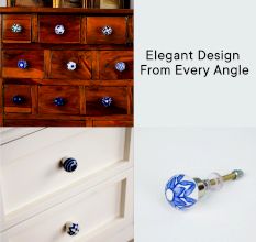 6 Pack Blue Ceramic Cabinet Knobs- Dresser Knobs