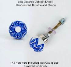 6 Pack Blue Ceramic Cabinet Knobs- Dresser Knobs