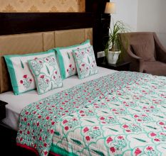 Aqua Blossom Reversible Quilt