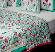 Aqua Blossom Reversible Quilt