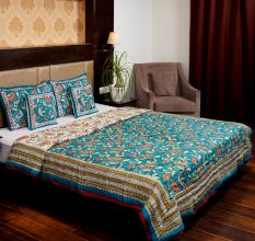 Teal Blossom Cotton Quilt
