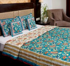 Teal Blossom Cotton Quilt